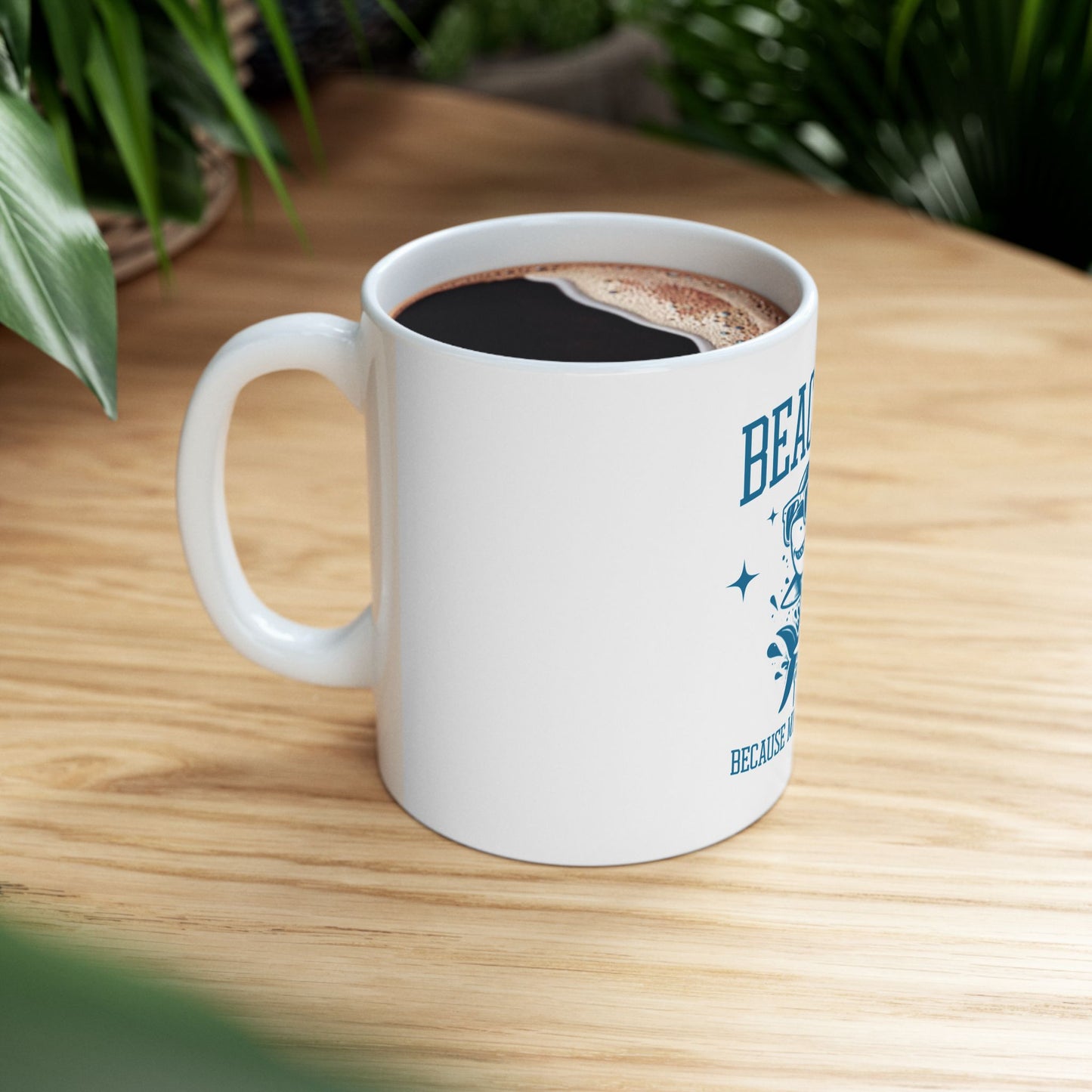 Beaching Because Murder is Wrong Ceramic Coffee Mug | Funny Shark Drinkware