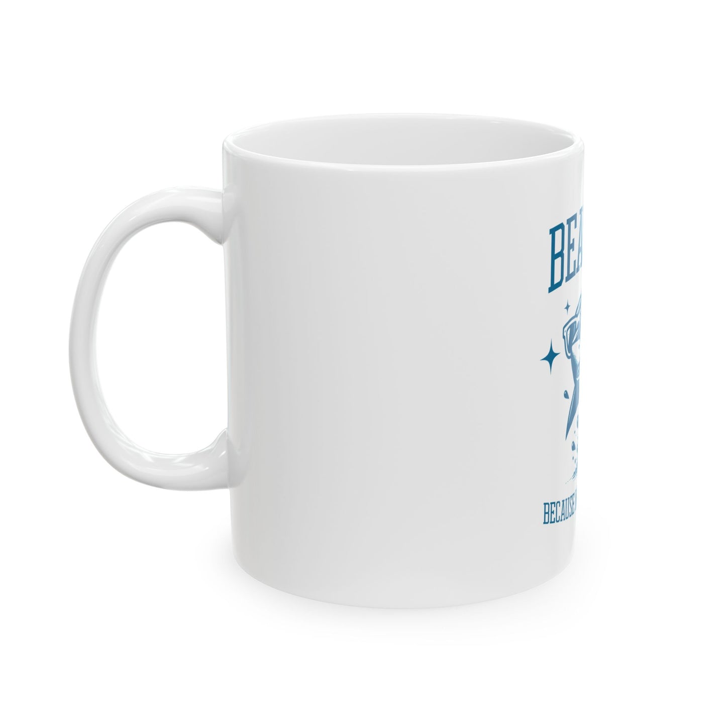 Beaching Because Murder is Wrong Ceramic Coffee Mug | Funny Shark Beach Gift