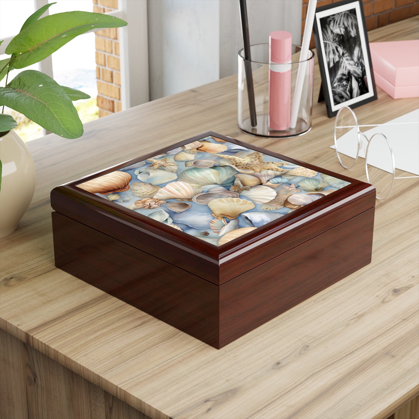 Coastal Shells Jewelry Box - Nautical Beach Decor for Organizing Treasures