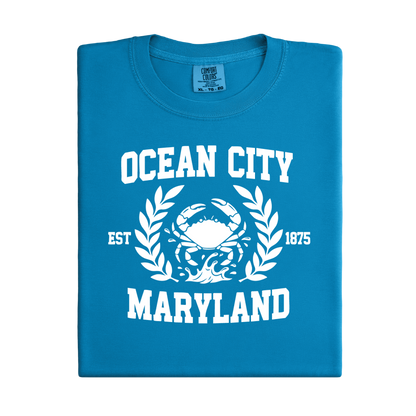 Royal Caribe t-shirt with 'Ocean City, Maryland' text and crab graphic on a white background