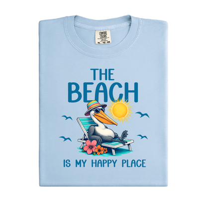 Light blue t-shirt with a pelican graphic and text on a white background