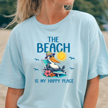 The Beach Is My Happy Place Pelican Beach Graphic T-Shirt