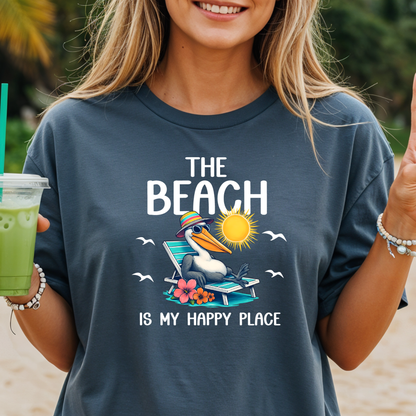 The Beach Is My Happy Place Pelican Beach Graphic T-Shirt