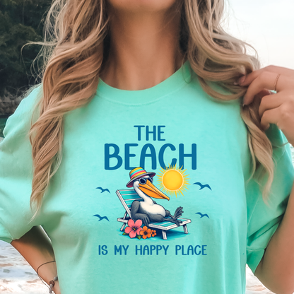 The Beach Is My Happy Place Pelican Beach Graphic T-Shirt