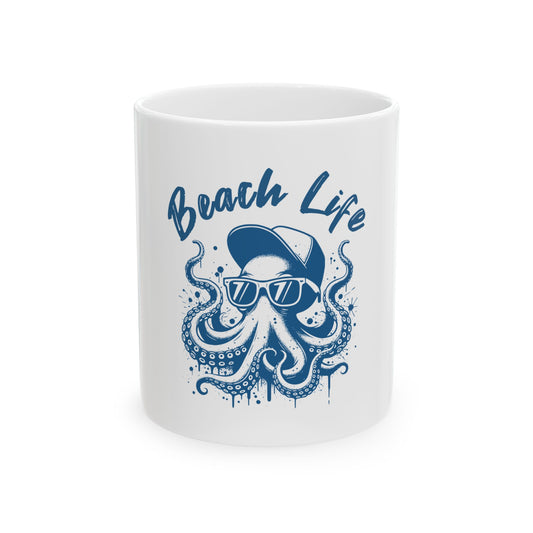 Beach Life Ceramic Mug - Fun Octopus Design for Summer Vibes