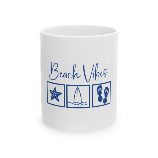 Beach Vibes Ceramic Mug - 11oz & 15oz | Perfect for Summer Drinks & Gifts