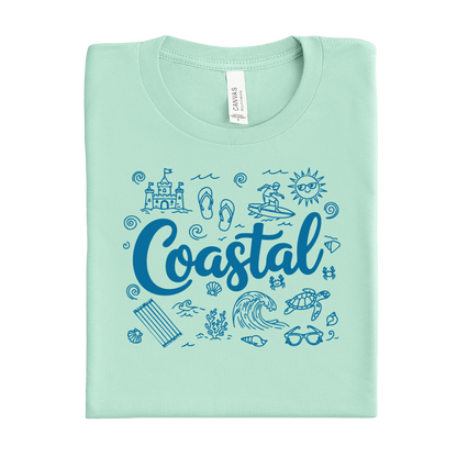 Mint Green t-shirt with 'Coastal' design on a white background