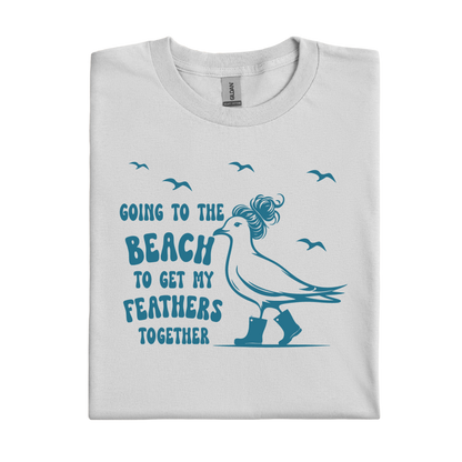 Ice Grey t-shirt with blue graphic of a bird and text on a white background