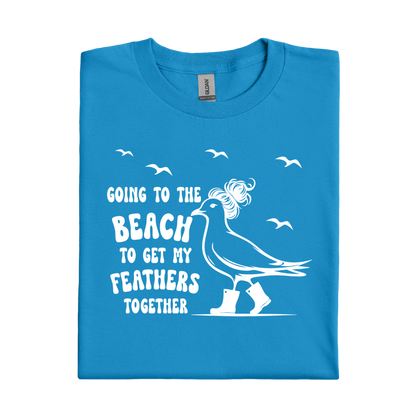 Sapphire Blue t-shirt with a white bird graphic and text on a white background