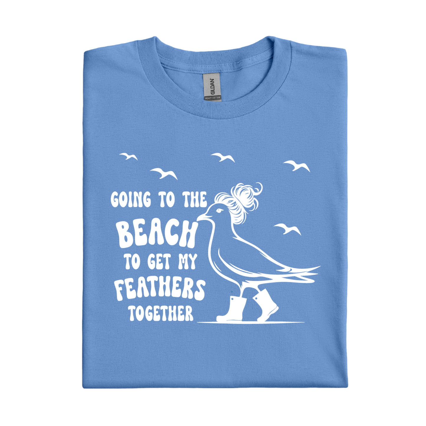 Carolina Blue t-shirt with a white graphic and text on a white background