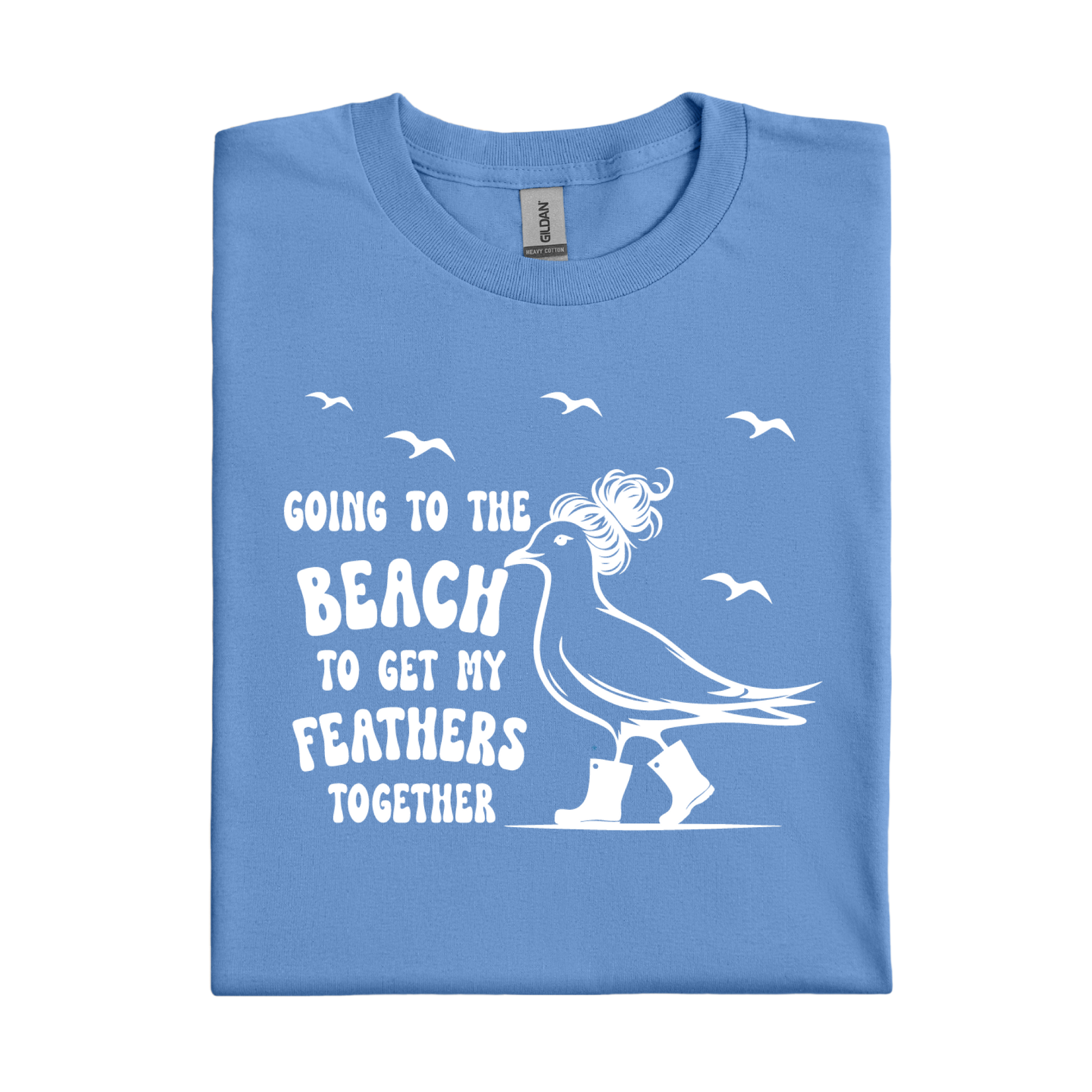 Carolina Blue t-shirt with a white graphic and text on a white background