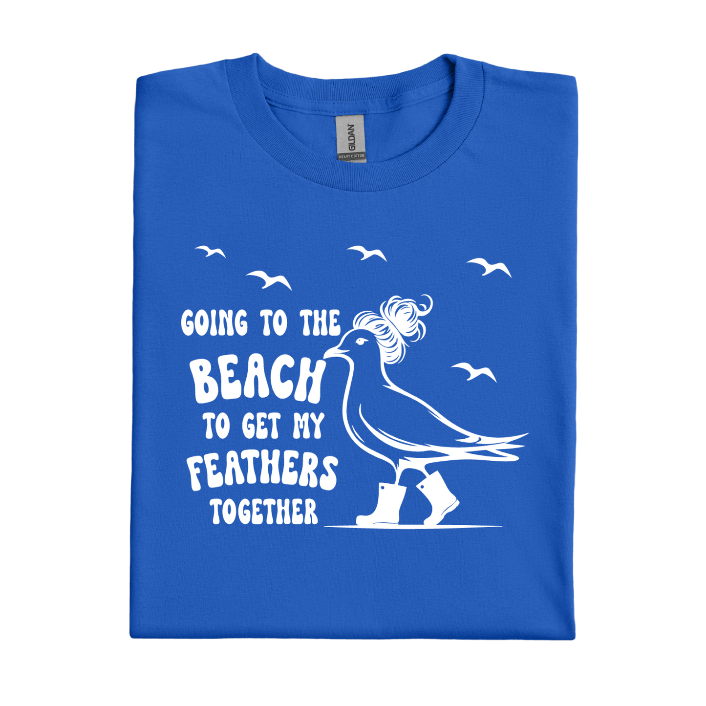 Royal Blue t-shirt with a white graphic and text on a white background