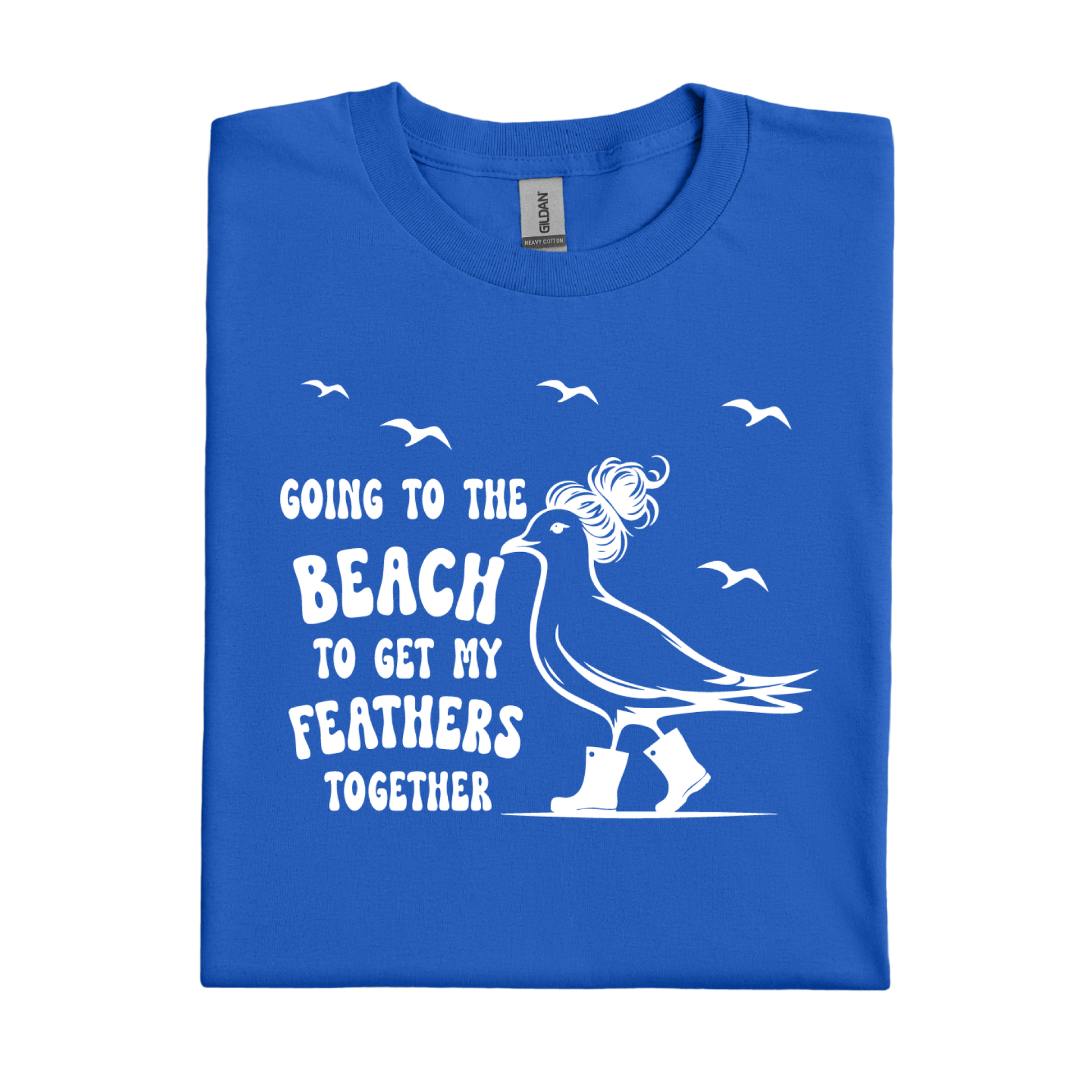 Royal Blue t-shirt with a white graphic and text on a white background