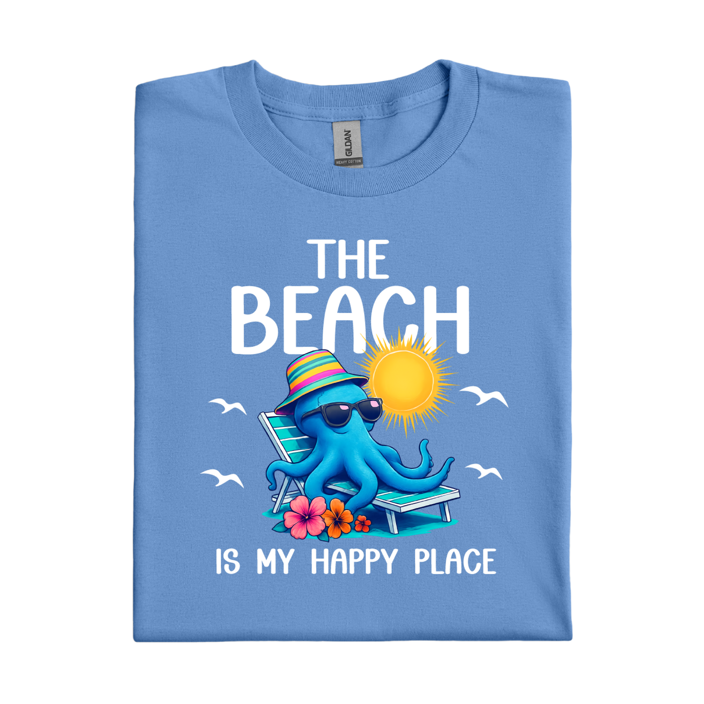 Carolina Blue t-shirt with an octopus design and text on a white background